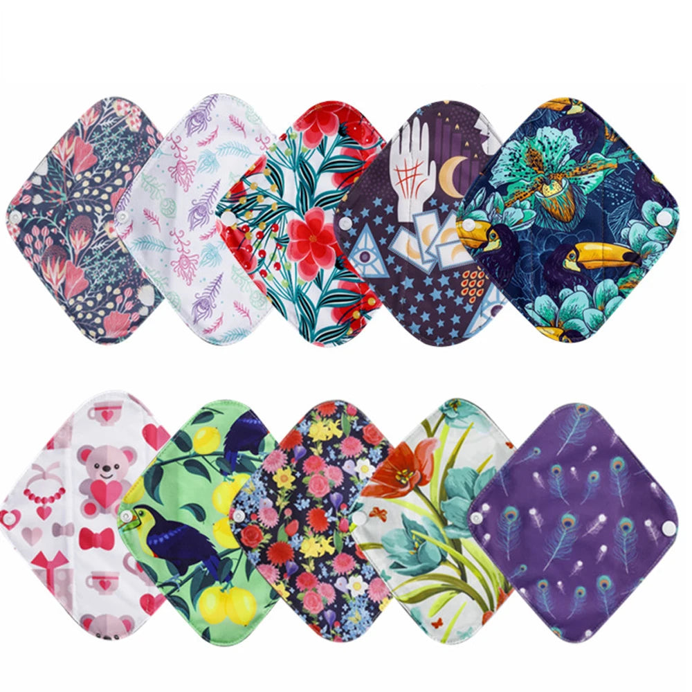 5PCS Reusable Menstrual Pads Heavy Flow Women Menstrual Period Washable Sanitary Napkin Organic Bamboo Charcoal Cloth Pad