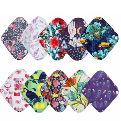 5PCS Reusable Menstrual Pads Heavy Flow Women Menstrual Period Washable Sanitary Napkin Organic Bamboo Charcoal Cloth Pad