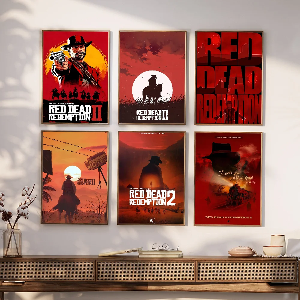 Red Dead Redemption 2 Wall Poster, Waterproof Adhesive PP Paper Art Print