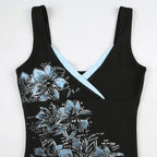 American retro style black printed suspender vest women T-shirt y2k millennium goth slim V-neck fashion top SS69