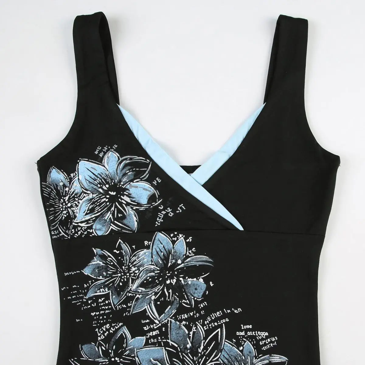 American retro style black printed suspender vest women T-shirt y2k millennium goth slim V-neck fashion top SS69