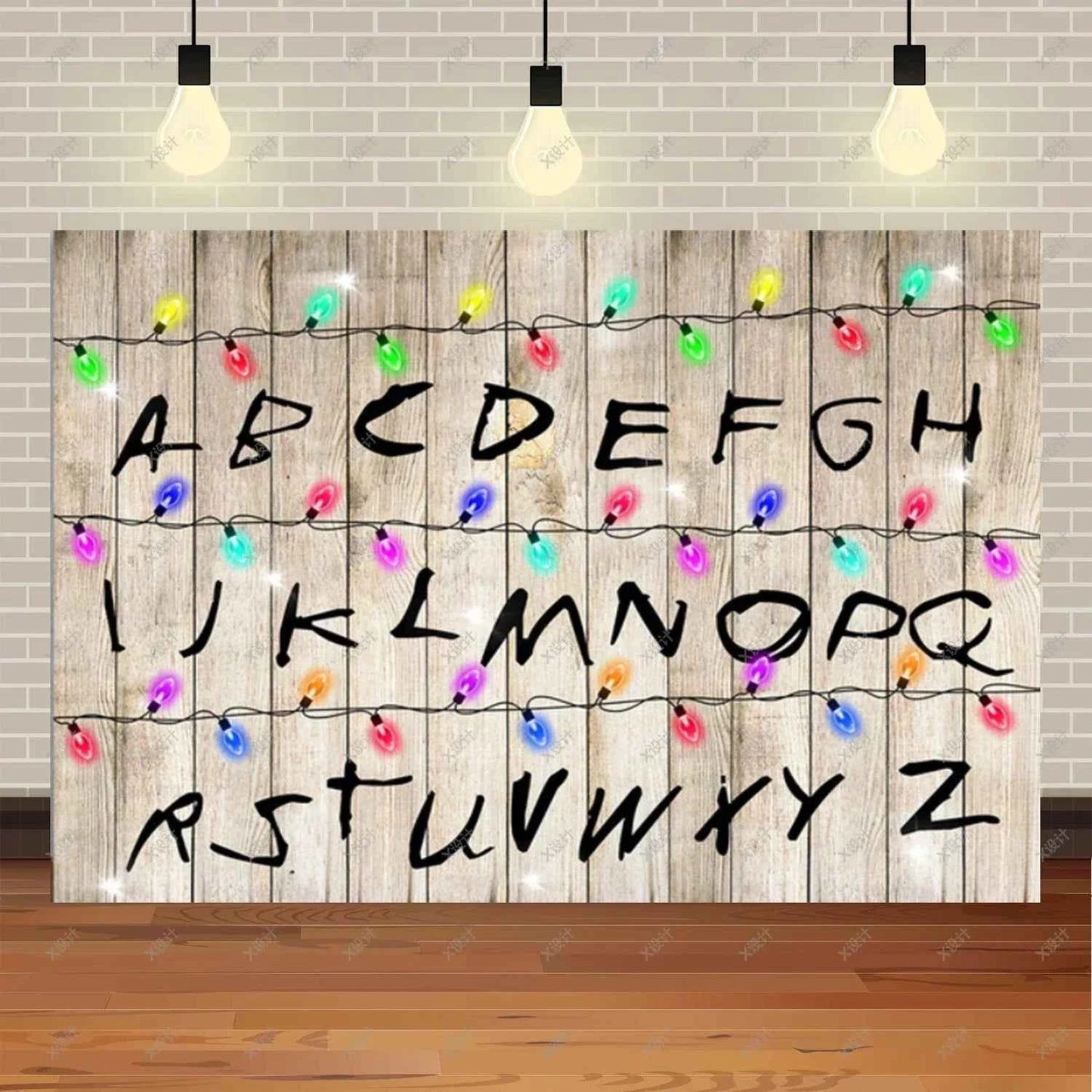 American TV Stranger Theme Background Lights Alphabet Episode Series Vinyl Banner Party Decoration Supplies Photo Prop Baby Gift