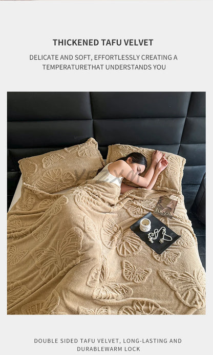 Coral Fleece Fabric Autumn Blanket with Exquisite 3D Butterflys Soft Comfortable Warm Winter Sofa Blankets Four Seasons Blanket