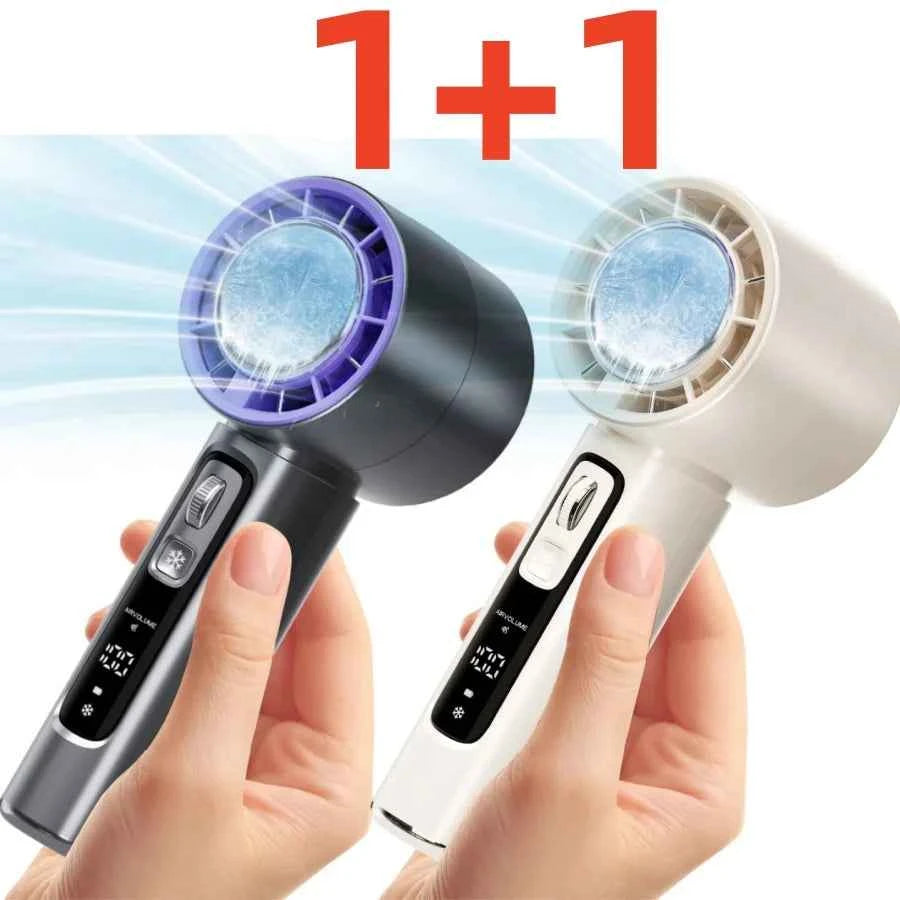 Outdoor Portable Mini Fan Handheld Fan with LED Display Semiconductor Refrigeration 100 Wind Speeds USB Rechargeable Battery Fan