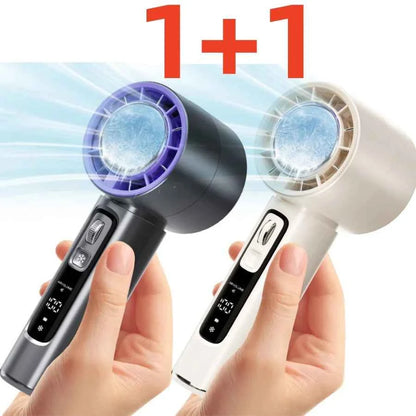 Outdoor Portable Mini Fan Handheld Fan with LED Display Semiconductor Refrigeration 100 Wind Speeds USB Rechargeable Battery Fan