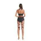 Harajuku Fashion Women Colorful Reflective Set Bandage Shorts+Bra+Crop Top Techwear Clothing Conjuntos Curtos SS69
