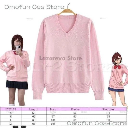 Momo Ayase Cosplay Costume Wig Anime Dandadan School JK Uniform Earrings Pink Sweater Skirt Halloween Party Women
