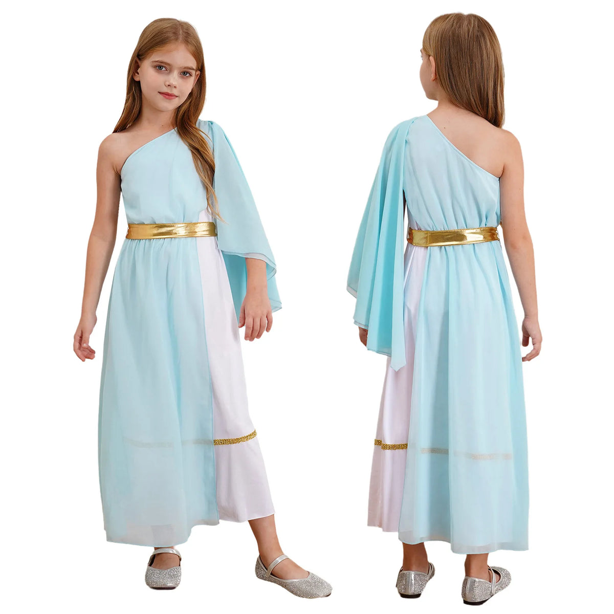 iEFiEL Girls Greek Nymph Toga Dress One Shoulder Lyrical Dance