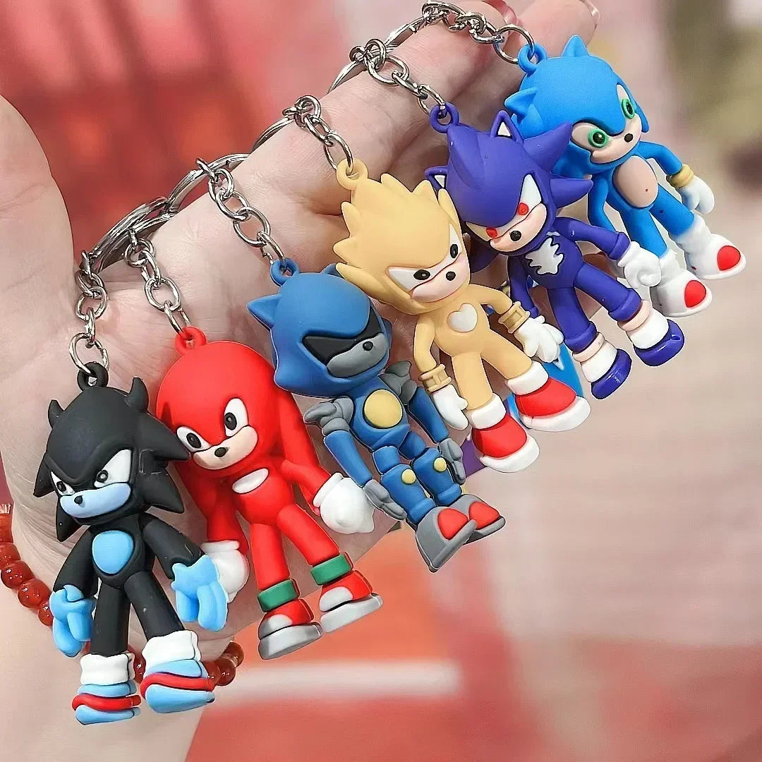 Sonic The Hedgehog Keychain Cartoon Anime Backpack Pendant Car Keyring Kawaii Key Chain Decor Accessories Toy Kids Birthday Gift SS69