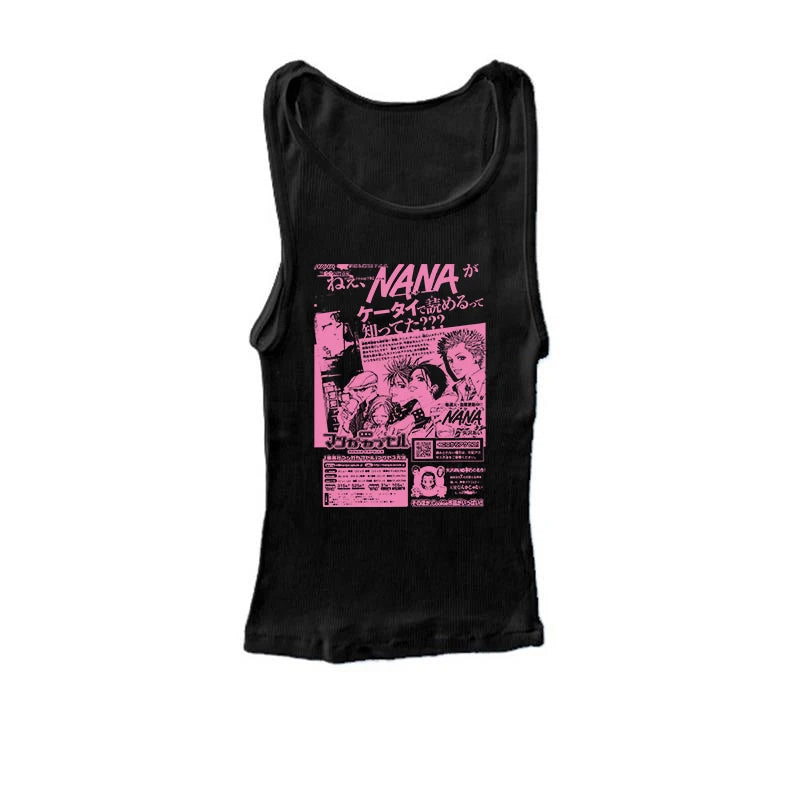 Y2k Nana Osaki Graphic T Shirts  Casual Harajuku Streetwear Japanese Clothes Fashion Rock Punk Sleeveless Tanks & Camis Coquette SS69 15.69 Black4 / XXL