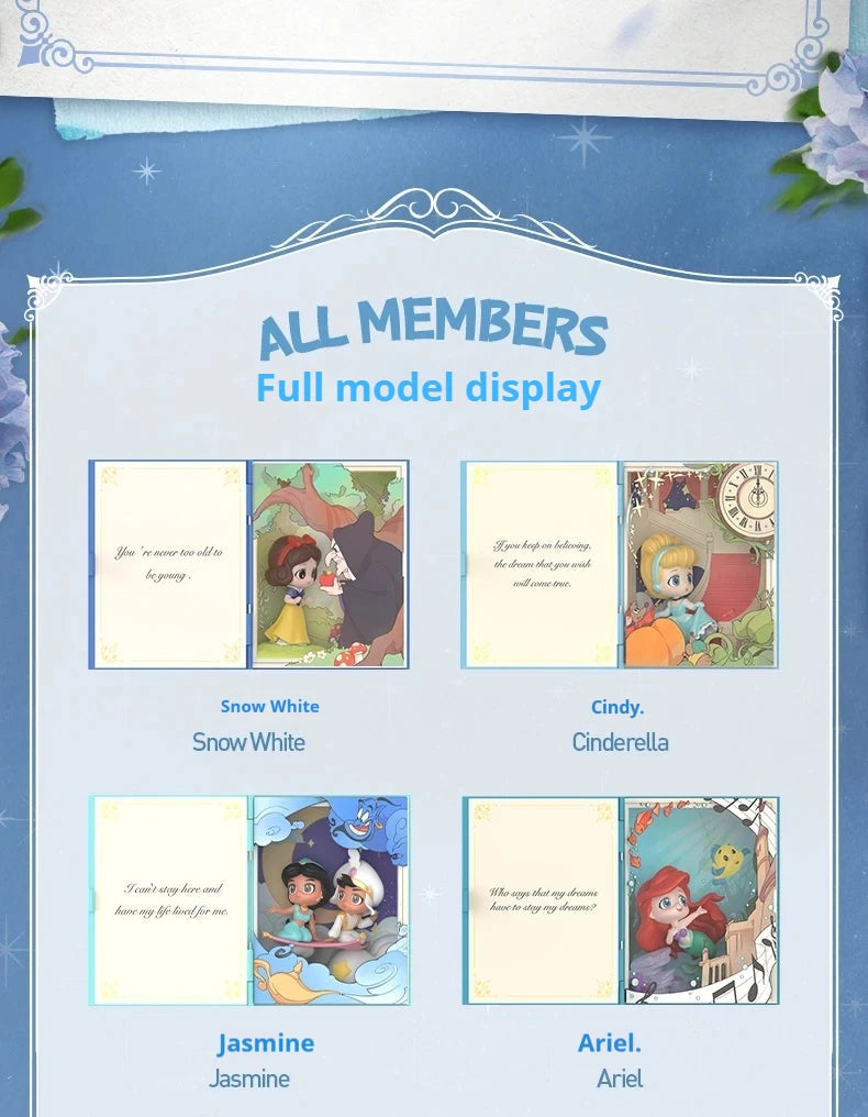 Genuine 100% Disney Princess Talry Tales Series Blind Box Action Figures Toy Collection Desktop Decoration Mystery Box Gift SS69