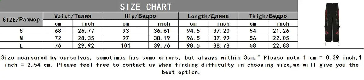 Cyber Punk Unisex Cargo Wide Leg Pants Chain Bandage Ruched Tie Capris Pants Women Gothic Baggy Trousers BF Hippie Grunge Jogger SS69