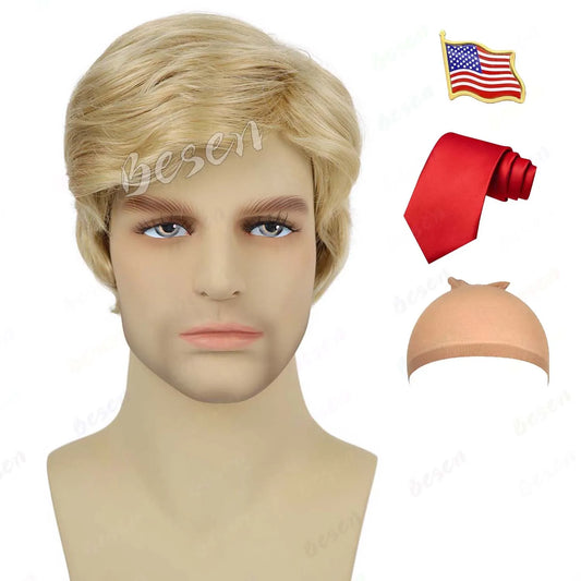 SS69 Synthetic Blonde Layered Straight Wig for Adult Cosplay Heat Resistant