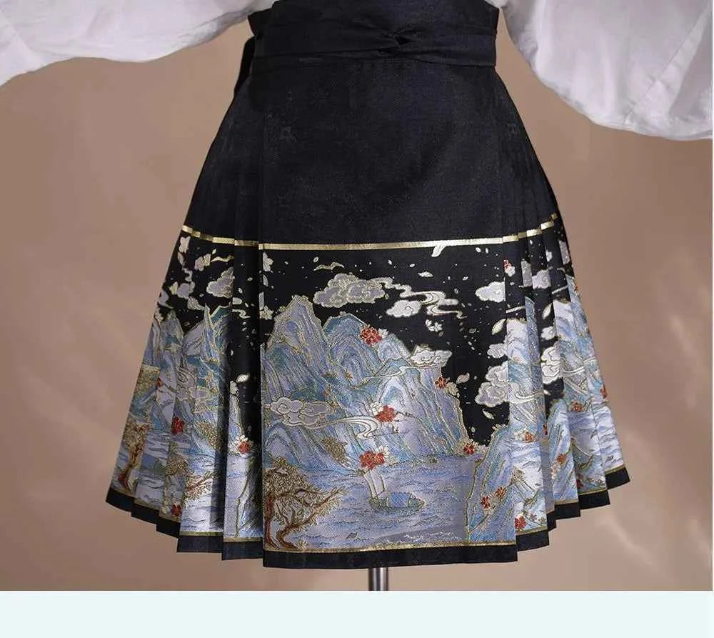 Summer New Short Horse Face Skirt White Short Set Retro Thickened Ming System Improved Han Element Chinese Style Tang Suit