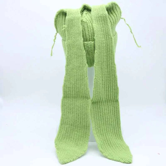 Long fox Ears Knitted Hat Men Women Rabbit Ear Warm Crochet Beanies Kpop Hip Hop Hat Winter Skullies Cap Y2k Christmas Gifty