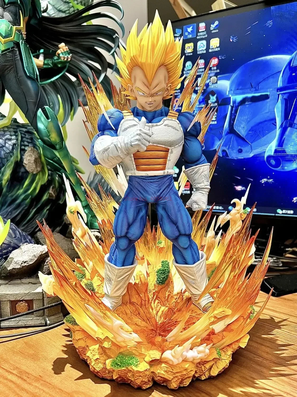 36cm Dragon Ball Gk Model Anime Figure Super Saiyan Vegeta 1:6 14.2inch Majin Vegeta Large Statue Room Decor Ornament Gift Toys SS69
