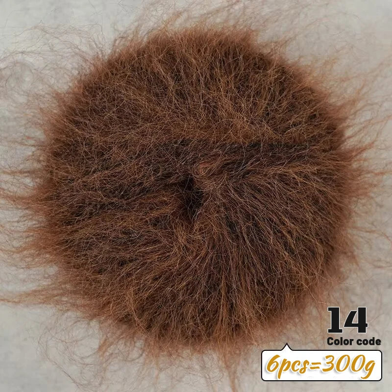 300g Colorful Long-Haired Alpaca Mohair Yarn Handmade DIY Material Knitting Autumn and Winter Fashion Women's Sweater Sweater Jacket Shawl Yarn Ball 1 Piece = 6 Pieces = 300g