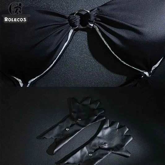 ROLECOS Original Honkai Star Rail Fanart Kafka Summer Swimsuit Women Cosplay Costume Sexy Black Pink Women Role Play Swimwear