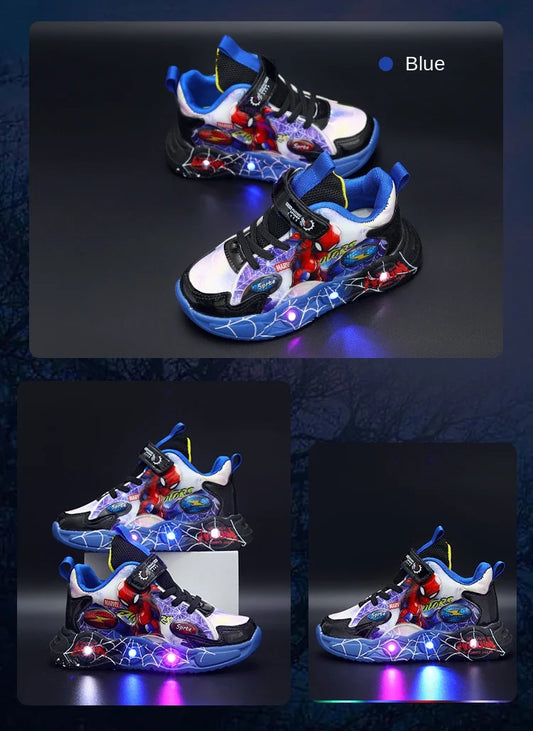 Disney Spider-man Children's Shoes Boys Sneakers Spring Autumn Cartoon Fashion Kids Lighted Sports Shoes Child Boy LED Sneaker