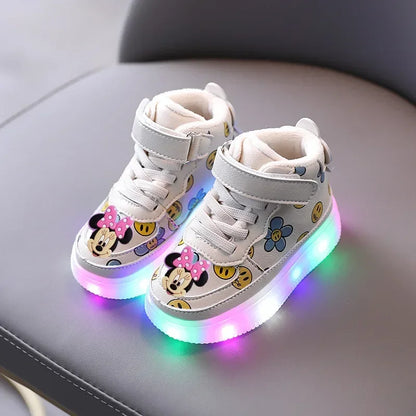 casual shoes Disney spring fall LED Toddler shoes children cartoon casual shoe Minnie soft-soled girls light up sneakers baby
