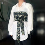 Traditional Japanese Kimono Yukata Obi Belt Crane Floral Printed Haori Belt Brocade Jacquard Waistband Shirt  Decor Accessories