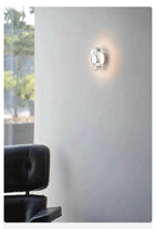 Modern Round Crystal Bedside Lamp Bedroom Living Room Italian LED Sconce Minimalist Art Circular Corridor Mirror Wall Lights