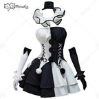 MEOWCOS Women's Gothic Halloween Costume Set, Black and White Corset Outfit