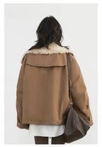 CHIC VEN Women's Cotton Motorcycle Jacket - Loose Casual Autumn Winter