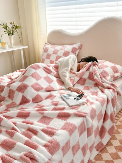 1 piece pink white flannel panda fleece soft and comfortable blanket nap blanket suitable for sofa bed sofa office suitable