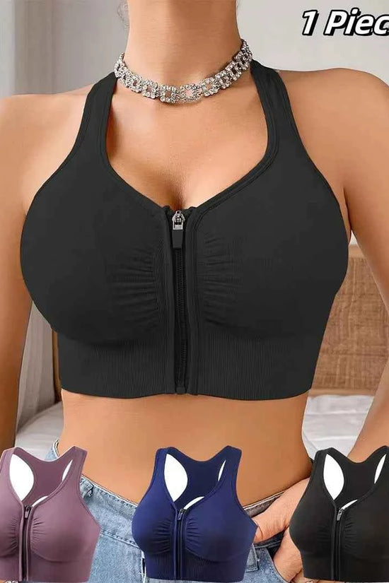 CZGUKE Women's zipper sports bra vest plus size shock resistant bra women's yoga running fitness bra women's underwear