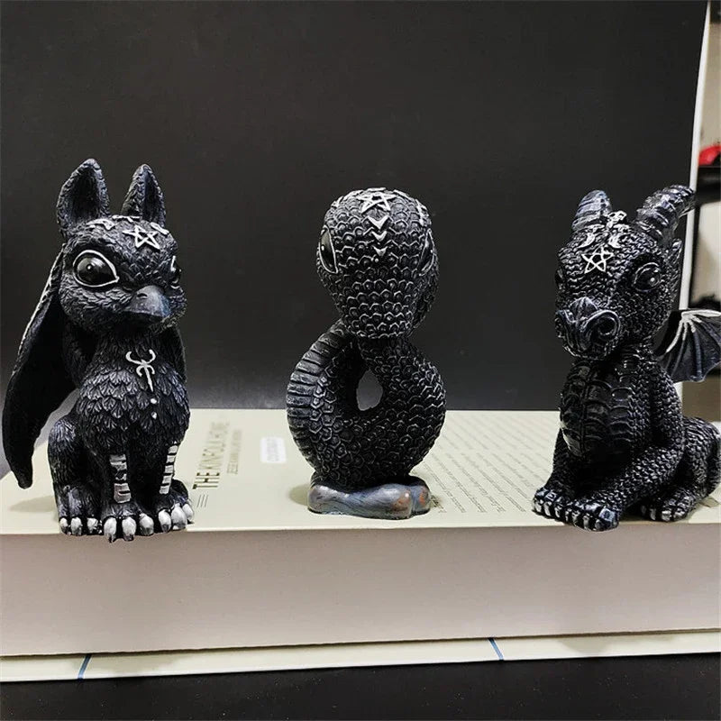 1pc Halloween Magic Black Dragon Snake Griffin Unicorn Mysterious Witches Statue Home Decor Figurine Christmas Desk Ornaments