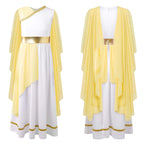 Women's Grecian Toga Dress with Flowy Tulle Shawls