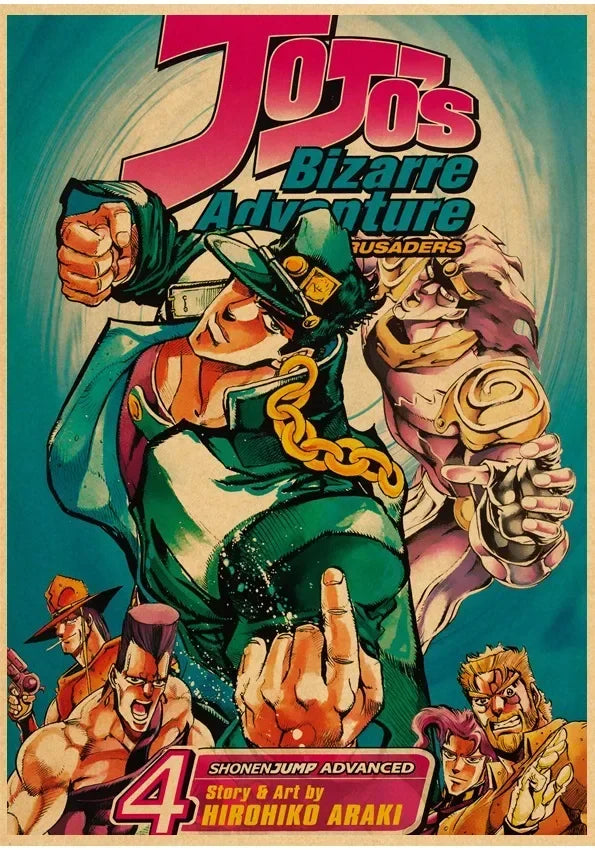 JOJO Retro Kraft Paper Anime JoJo's Bizarre Adventure Posters Decoration Pictures Room Wall Kawaii Bedroom Decoration Home