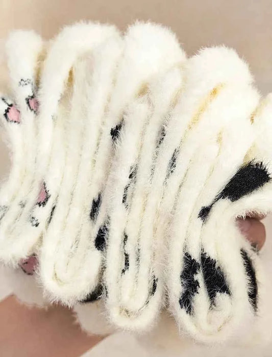 Cartoon Cute Cow Mink Velvet Socks Women Winter Soft Fleece Plush Warm Home Sleep Boot Socks Kawaii Y2K Furry Thermal Tube Sox