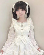 Japanese Liz Dresses Women Autumn New Girl's Sweet Cute Bud Mini Series Mass Production Angel Small Cake Dress Bow Lolita Dress