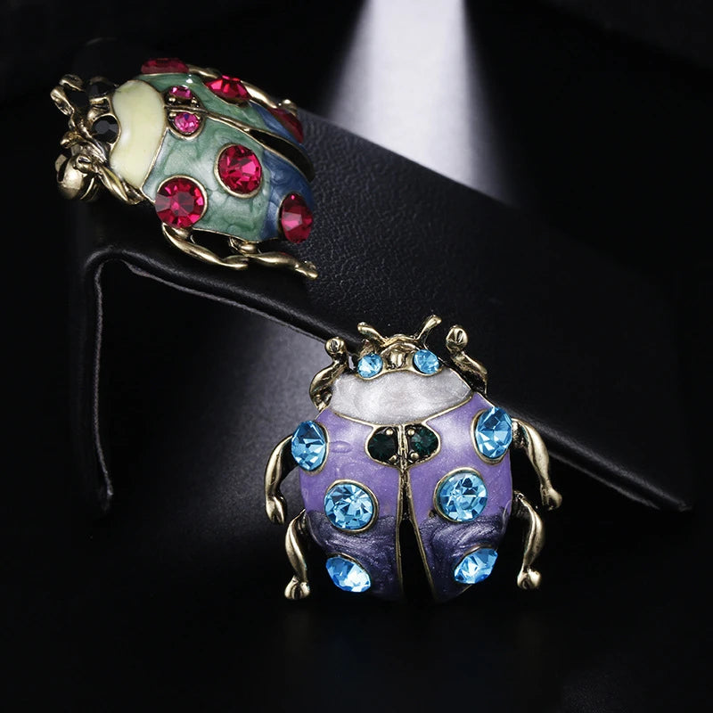 Anime Jojo Giorno Giovanna Ladybug Cosplay Badge Alloy Diamond Brooch Lapel Pin Unique Jewelry Costume Bag Accessory Prop