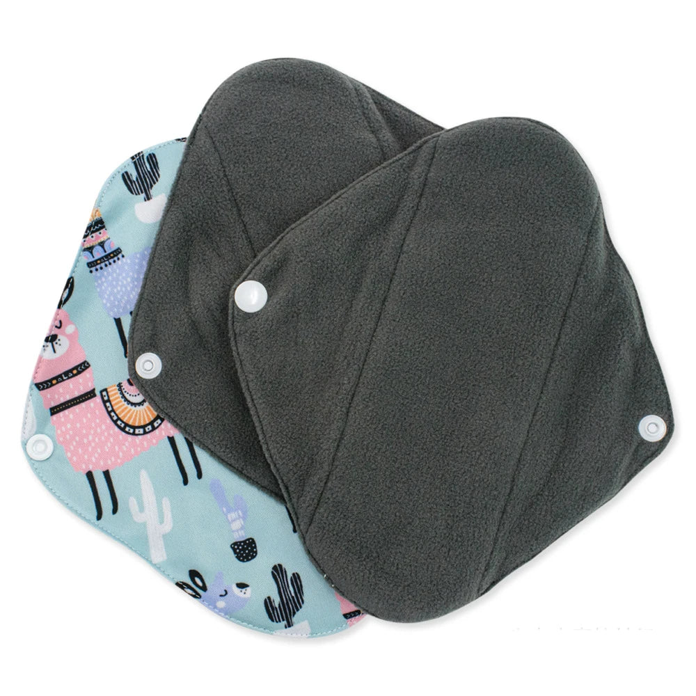 5PCS Reusable Menstrual Pads Heavy Flow Women Menstrual Period Washable Sanitary Napkin Organic Bamboo Charcoal Cloth Pad