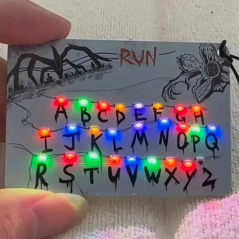 In Stock Strange Things Movie Merchandise Card Light Pendant 26 Letter Light Bag Car Charm Anime Merchandise Festival Gifts