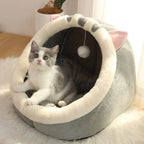 Cartoon Cat Cave Bed, Foldable Cotton Pet Sleeping Mat