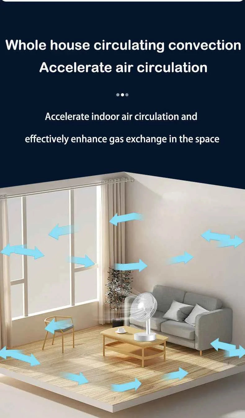 3600mAh USB Desk Fan 4 Speed Adjustable Desktop Table Fan with Strong Wind Quiet Operation Kipas USB Oscillating Fan