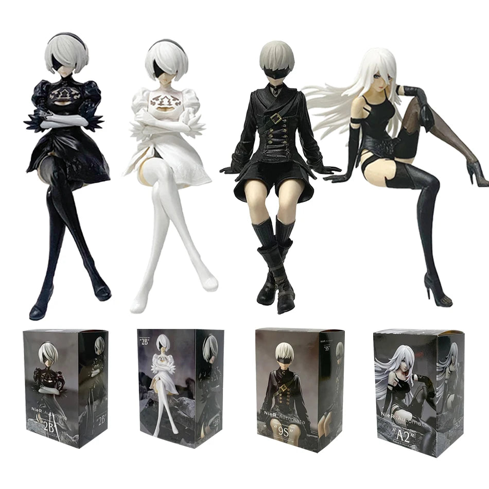 13-15CM NieR:Automata Yorha No. 2 Type B PVC Anime Action Figures Model Collection Ornament Anime Cartoon Model Toy Gift SS69 33.69 4pcs-With box