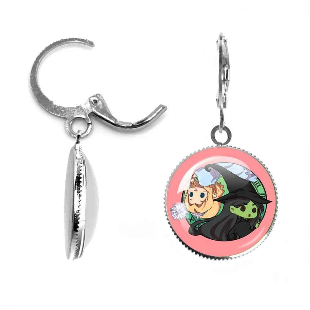 The Movie Wicked Elphaba&Linda Cosplay 20MM Glass Cabochon Earrings Jewelry Accessories Earring Jewelry Gift for Couple