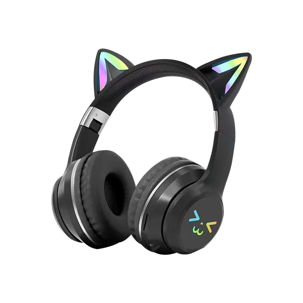 Gradient wireless Headphones RGB cute cat ear Bluetooth Earphones with microphone Stereo Music Game Earphone Girls Kids Gifts SS69