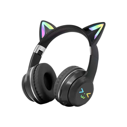 Gradient wireless Headphones RGB cute cat ear Bluetooth Earphones with microphone Stereo Music Game Earphone Girls Kids Gifts SS69