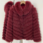 OFTBUY Women's Real Fox Fur Coat - Thick Warm Winter Jacket