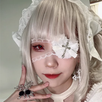 Halloween Punk Gothic Cross Eye Mask Cosplay Lolita Eye Patch Lace Heart Bow Eyewear Accessories Carnival Props SS69