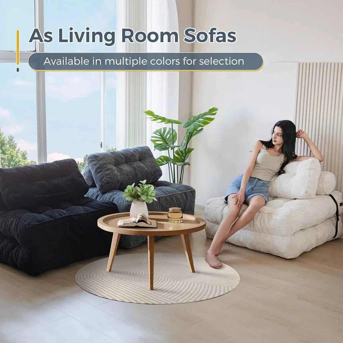 Vacuum Compression Sofa Foldable Simple Fabric Corner Modular Couch Floor Multi Function Nordic Living Room Bedroom Decoration