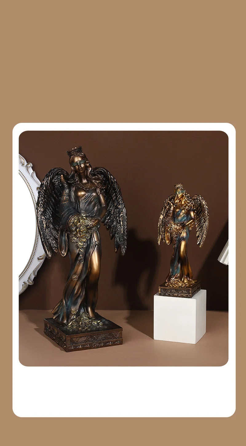 Greek Goddess of Fortune Resin Figurine - Antique Style Home Decor