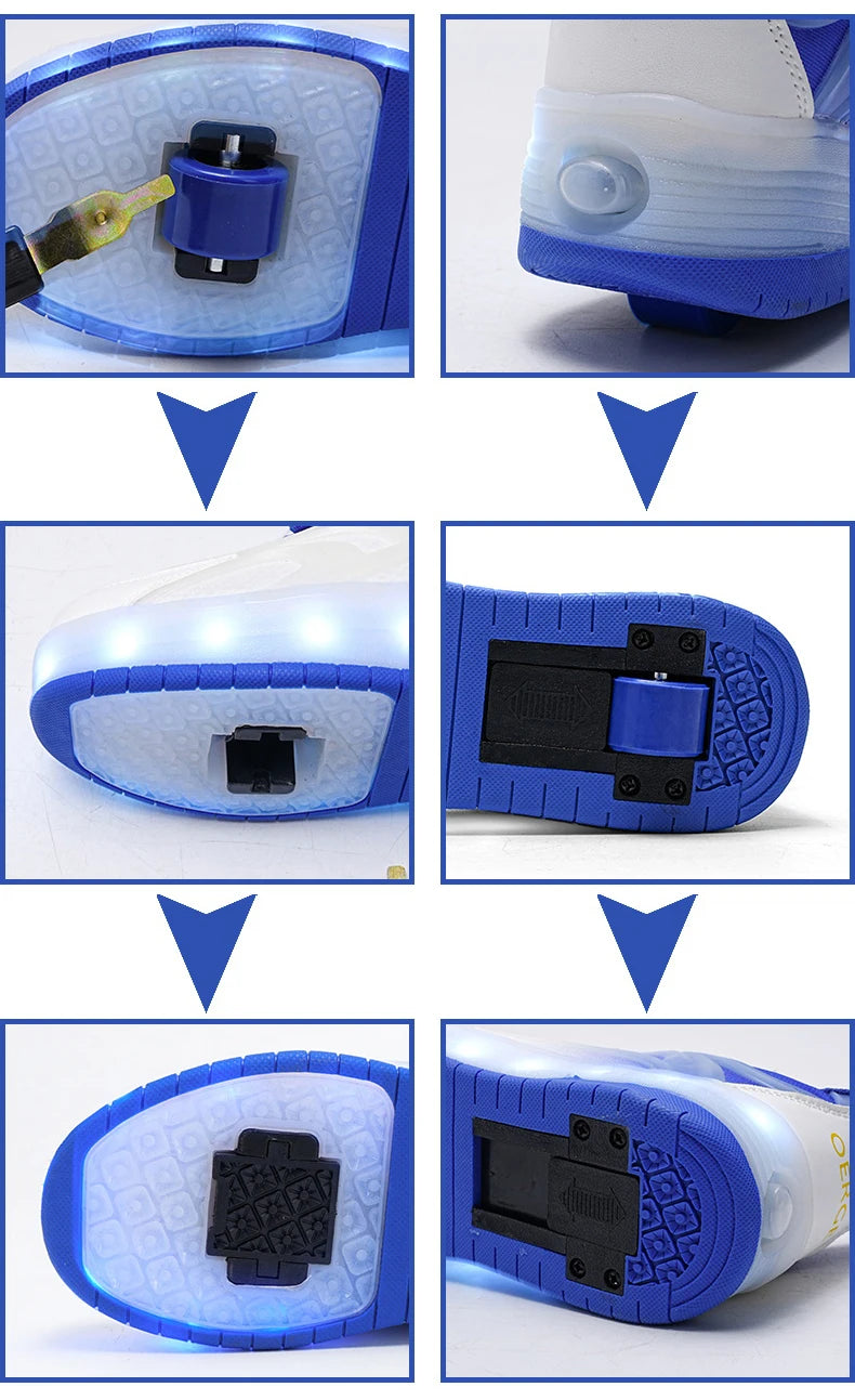 Children's LED Roller Skate Shoes with Two Wheels