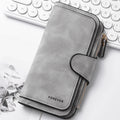 ZeAiLi Long PU Leather Clutch Wallet with Animal Paw & Butterfly Print